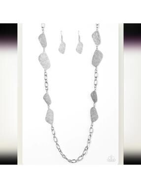 Paparazzi Handcrafted Harmony Silver Necklace Earrings Jewelry Set NWT